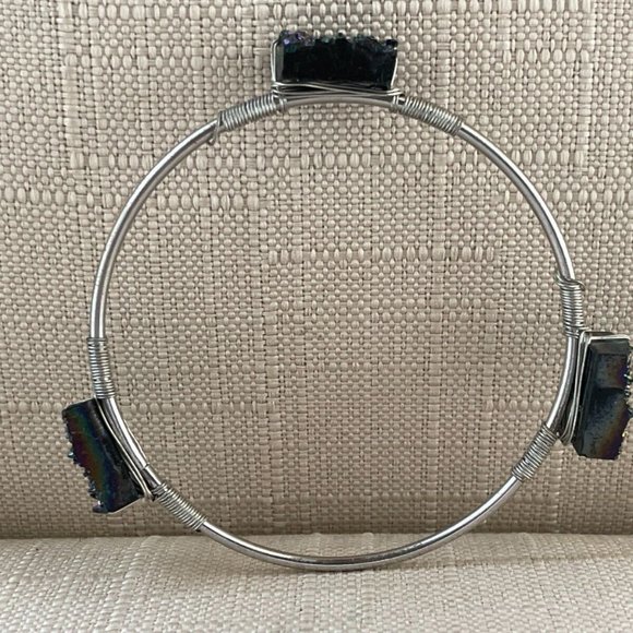 Fashion Bracelet Silver Tone Women Wrist Band Stone Bracelet - Picture 5 of 8